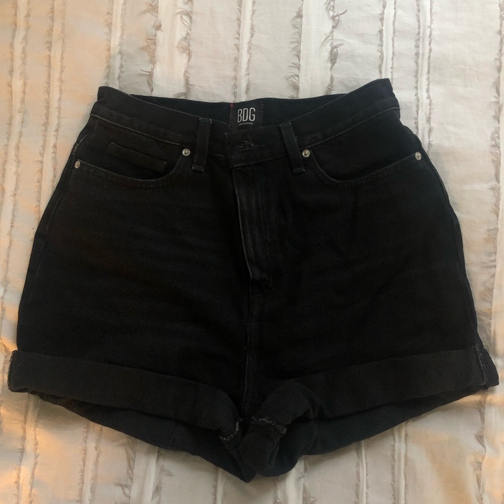 BDG Mom-High rise black denim shorts